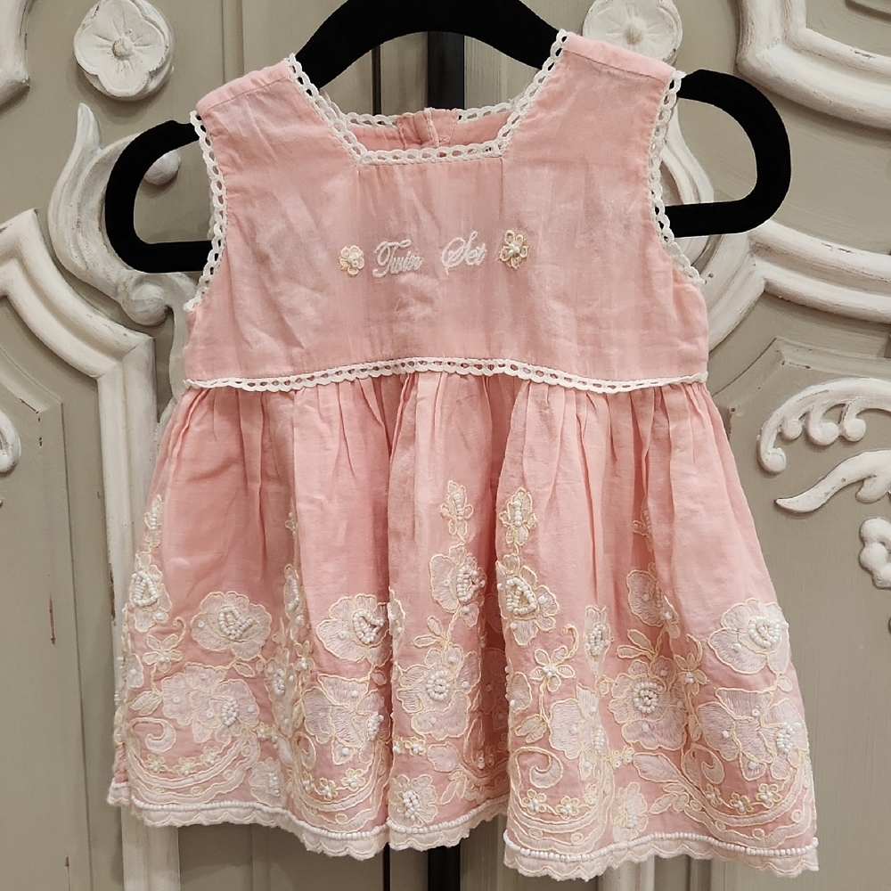 TWIN-SET Simona Barbieri Pink Baby Dress with diaper Cover Size 6 Months